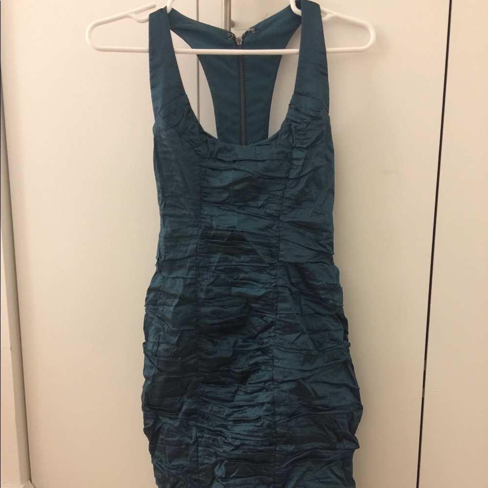 Green Nicole Miller ruched party dress